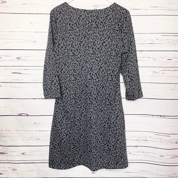 Nicole Miller Gray Leopard Print Long Sleeve Dress Size Large - Picture 9 of 13